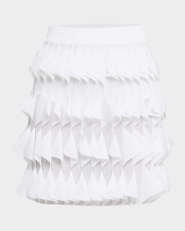 Wavy Ruffle Knit Mini Skirt